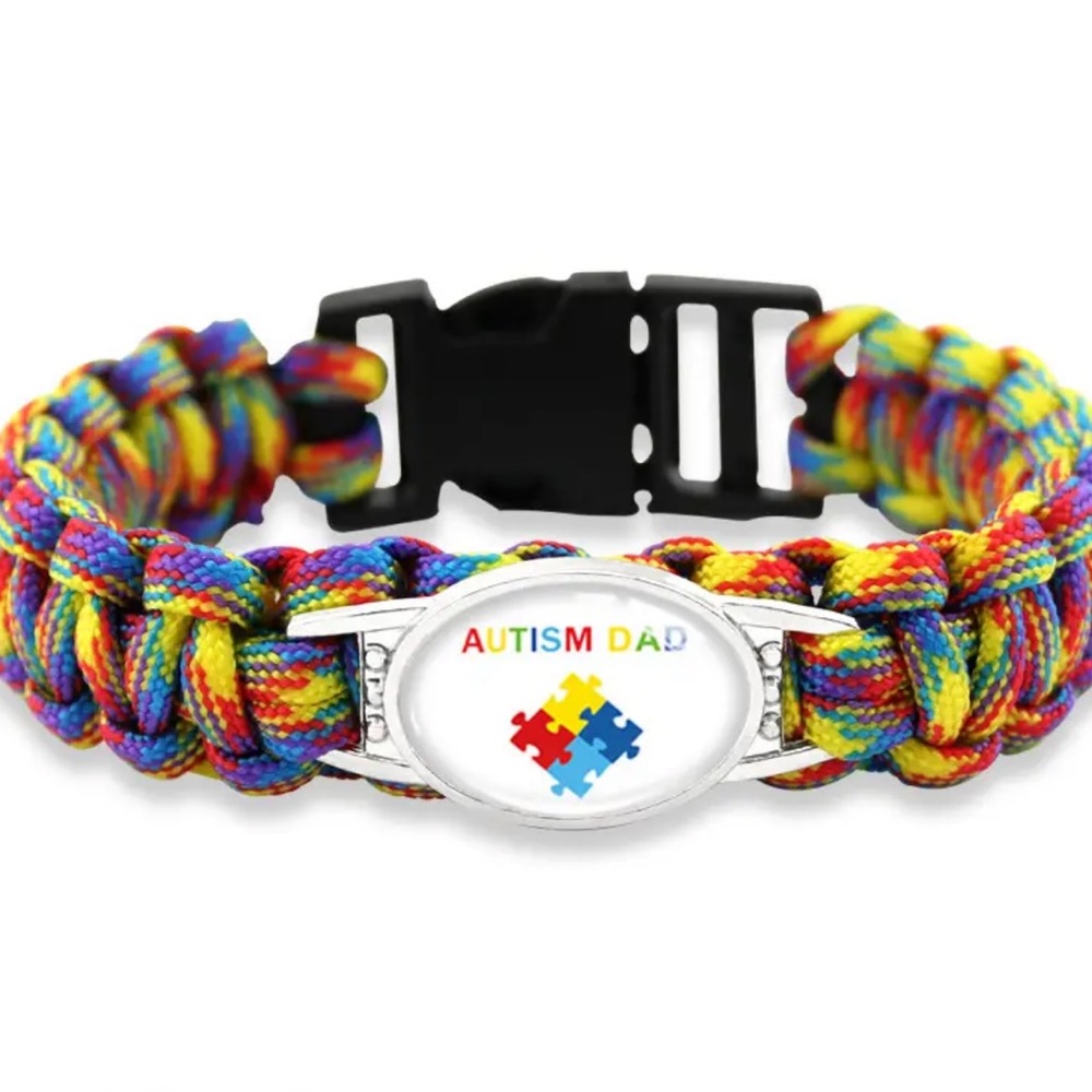 NEW| Autism Dad Braided Rainbow Puzzle Paracord Bracelet